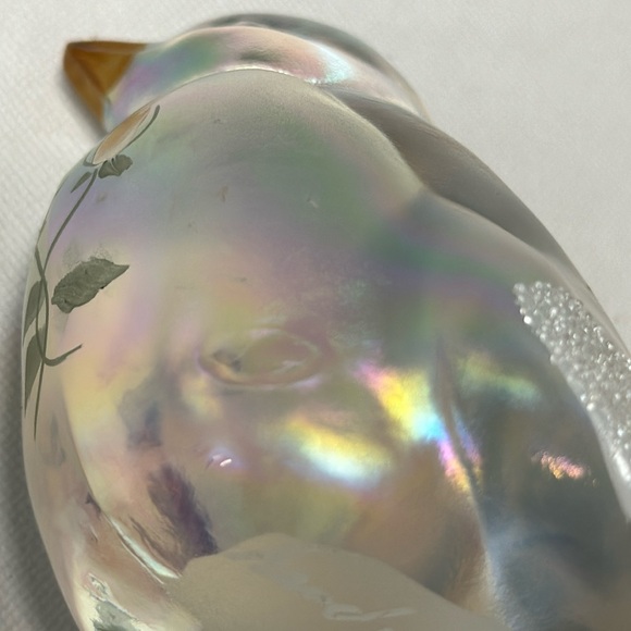 FENTON Signed Hand Painted opalescent Bird Flowers USA - Picture 6 of 6